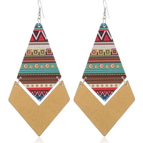 Diamond Cutting Wholesale Price Good Quality Wood Earrings Organic Hollow African Woman