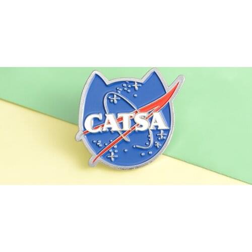 Cat planet Enamel Lapel Pins Aerospace Animal Sign Brooches Badges Fashion Jewelry Gifts for Friends Wholesale Brooches