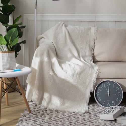 Geometric Knitted Throw Sofa Blanket with Tassel Sofa Cover Dust Cover Tapestry All Season Travel Airplane Blankets Bedspread