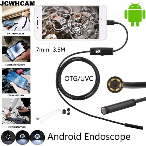 JCWHCAM 7mm Android OTG USB Endoscope Camera 3.5M Flexible Snake USB Android Phone Borescope Endoscopio Inspection Snake Camera