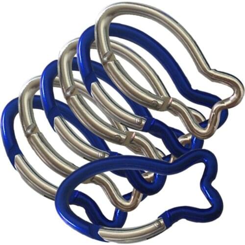 1PCS Fish-Shaped Aluminum Alloy Carabiner Outdoor Safety Fast Hanging Climbing Buckle Carabiner Camping Snap Clip Hooks Keychain