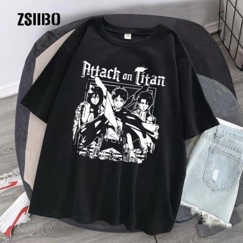 Summer Japanese anime Attack on Titan t-shirt Harajuku short sleeve women clothing big size loose Ulzzang casual women T-shirt