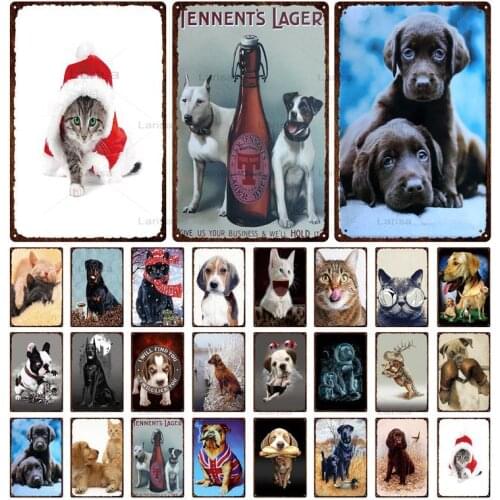 Snow Day Animal Pet Dog Metal Painting Tin Signs Wall Plaque Home Bar Pub Christmas Decor Retro Vintage Wall Art Sticker