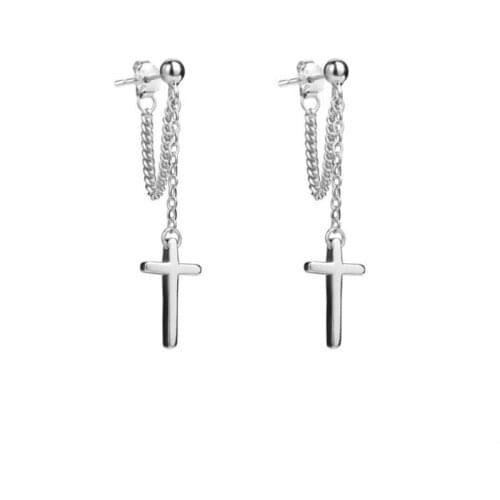 Trendy 925 Sterling Silver Earrings For Women Jewelry Charm Cross Drop Earring Girl Tassel Accessories Princess Christmas Gift