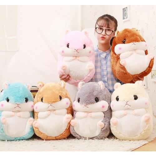 Cartoon Hamster Plush Toy Soft Hamster Long Bolster Cute Stuffed Animals Pillow Kids Birthday Gifts Home Decorative Bath Pillow