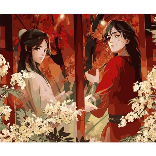 FSBCGT Heaven Officials Blessing Pictures Acrylic Oil Painting By Numbers Kits Hand Painted On Canvas Art Gift Home Decor