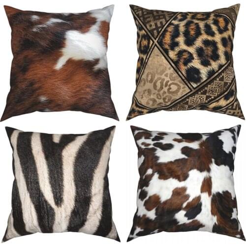 Zebra Stripes Pattern African Animal Fur Square Pillow Case Throw Pillow Leather Leopard Texture Lover Pillowcover Home Decor