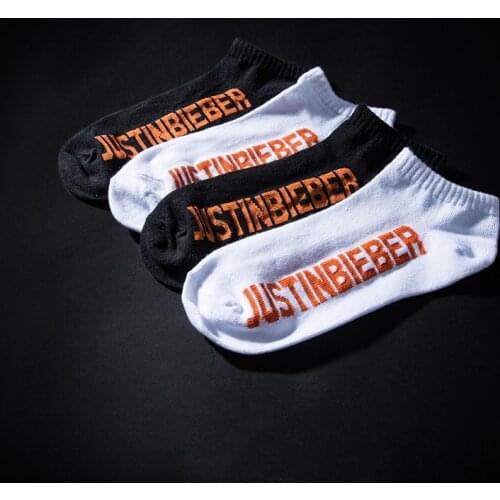 JB Ulzzang Harajuku Letter Hip Hop JBiebs Boy Short Calf Boat Ankle Socks Street Fashion Cotton Streetwear Justin Bieber Man Sox