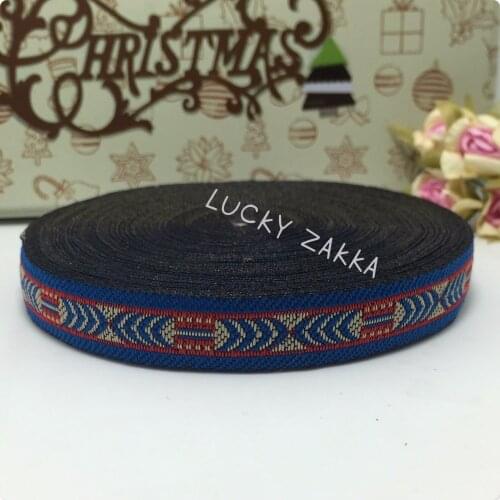 NEW ribbon wholesale 5/8"(14mmx18yard/sets) 100% polyester Woven Jacquard ribbon red blue yellow arrow 3D Geometric series lace