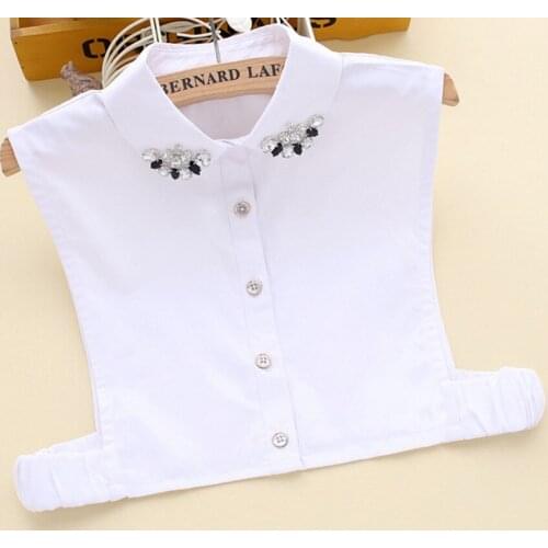 New shirt ladies decorated Decoration cute Pure white shirt Fake collar decoration white retro cotton collier femme bead