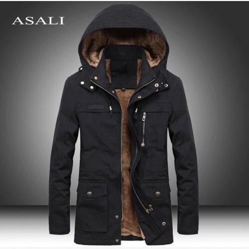 New Fur Collar Hooded Men Winter Jacket Warm Wool Liner Man Jackets and Coats outwear snow windbreaker Male Parka overcoats