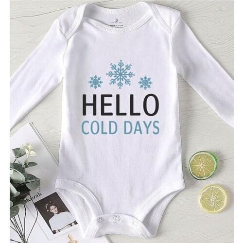 Baby Clothing Bodysuit for Newborns Boy Winter Clothes Hello Cold Days Printing Cotton Children Jumpsuits Long Sleeve