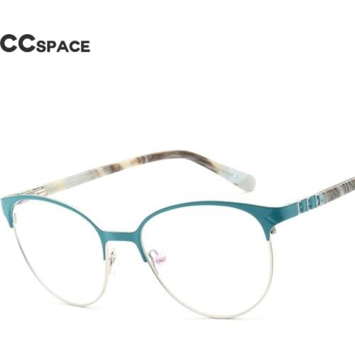 46884 Anti Blue Light Stainless Steel Optical Eyebrow Grade Glasses Frames Acetate Leg Women Fashion Computer Eyeglasses