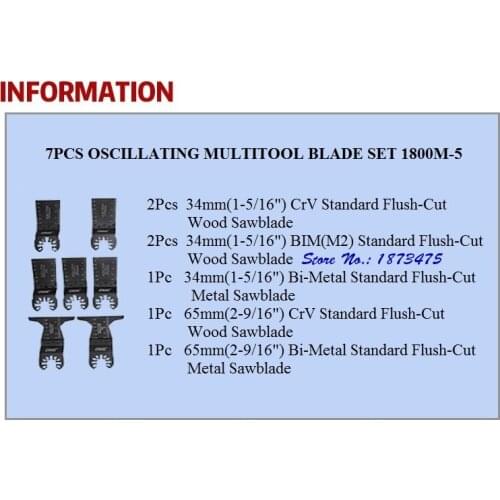 7PCS OSCILLATING MULTITOOL BLADE SET 1800M-5