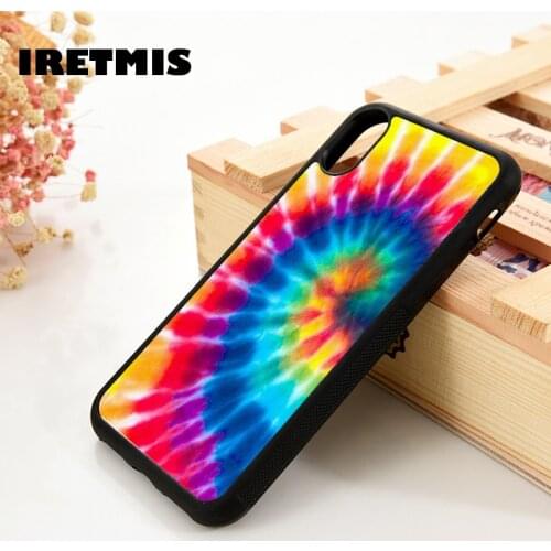 Iretmis 5 5S SE 6 6S Soft TPU Silicone Rubber phone case cover for iPhone 7 8 plus X Xs 11 Pro Max XR Tie Dye