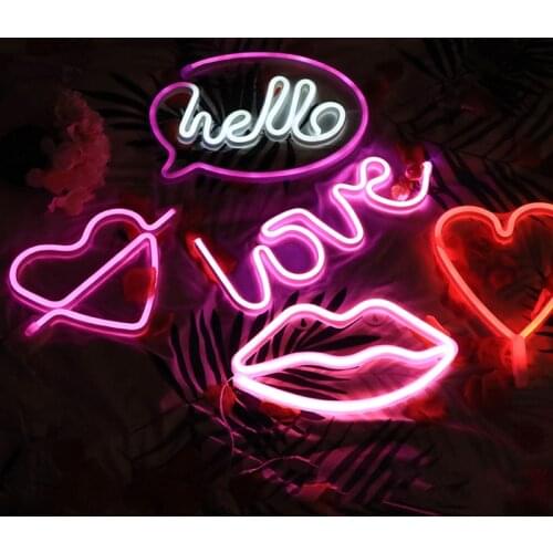 Night Light Neon Sign SMD2835 Indoor HELLO HOME LOVE MUSIC Model Holiday Xmas Party Wedding Decorations Table Lamps