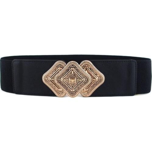 Vintage Buckle Belts For Women Black Wide Elastic Waistbands Dress Wedding Decorate Accessories Lady Party Bar Waist Seals Gifts