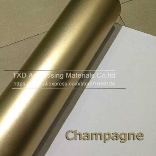 10/20/30/40/50/60x152CM/Lot Champagne Gold Satin Matte Chrome Vinyl Car Wrap Film Sticker Bubble Free Car Styling by free Ship