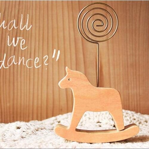 1PC Kawaii Animal Korean Wood Table Wedding Party Photo Clip Holder Porta Fotos Memo Clip Note Holder Home Office Gift Set