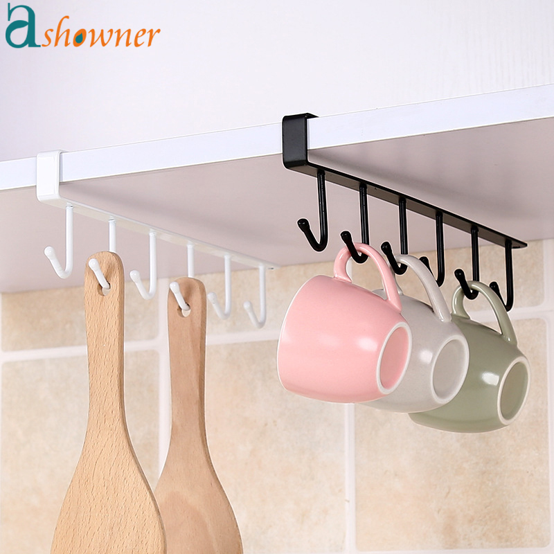 Kitchen Punch-free Cabinets Storage Rack Bathroom Hook Cupboard Generic Hanging Tool Cup Spoon Holder Organizer Accessories