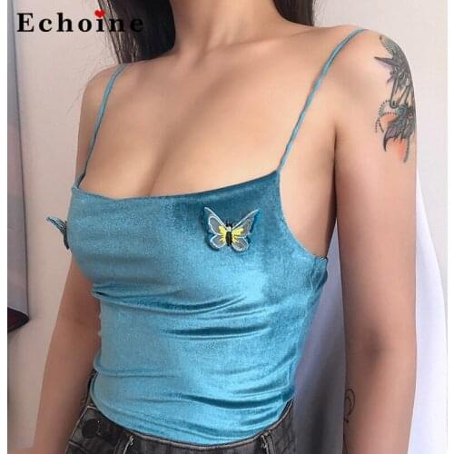 Women Tank Tops Camis Sexy Spaghetti Straps Party Lady Off-Shoulder Backless Butterfly Slim Crop Vest Casual Highstreet Clothes
