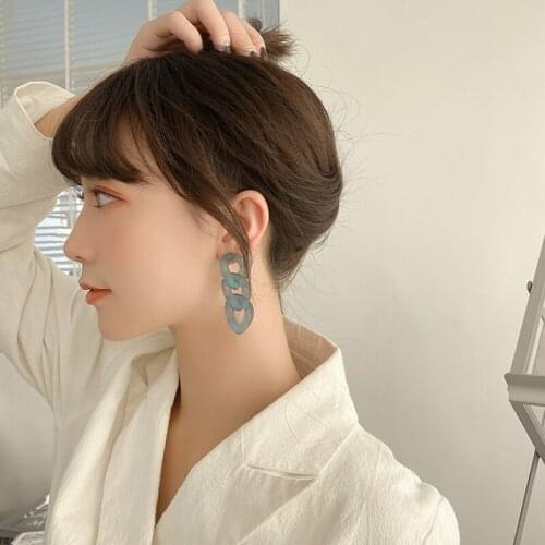 1Pair New Fashion Korean Acrylic Chain Earrings for Women Long Dangle Earring Earings Gift for Girl Jewelry