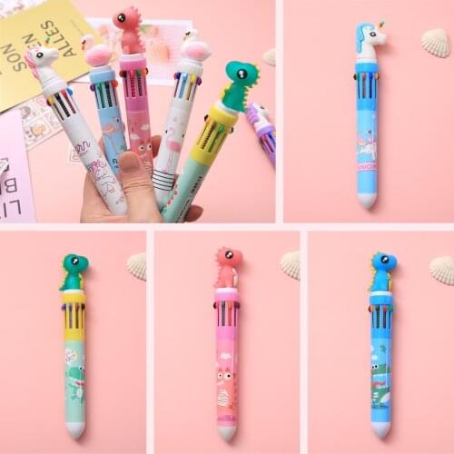 10 Colors Ballpoint Pen Kawaii Cute Animal Cartoon Pens Student Writing Gel Pens Learning Office Supplies Colorful Refill