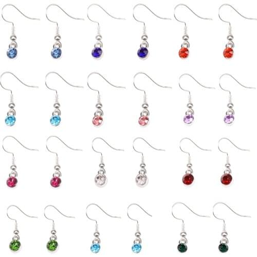 10pcs/5Pairs Rhinestone Earrings Hooks Colorful Crystal Birthstone Eardrop 12 Colors For Women Kids Jewelry Making Findings