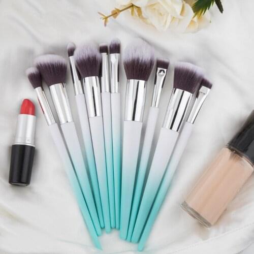10 Pcs Makeup Brush Suits Gradient Contour Powder Foundation Eyeshadow Highlight Concealer Eyebrow Lips Eyeliner Make Up Tool