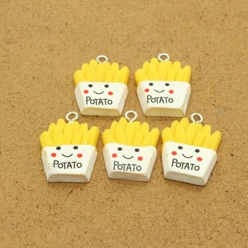 10pcs Lovely Potato Chips Resin Food Charms Smiley Face Letter Cute Earrings Necklace Keychains Pendant Diy Jewelry Accessories
