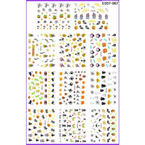 11 PACKS / LOT 3D SIMULATION HALLOWEEN GHOST PUMKIN WITCH SELF-ADHESIVE NAIL TATTOOS STICKER E057-067