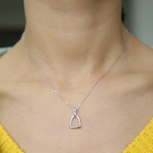 2018 horse lover sport design 925 sterling silver delicate pendant silver Stirrup equestrian necklace