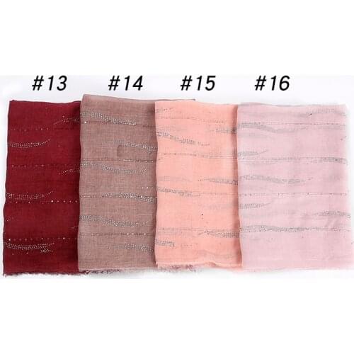 2020 summer muslim women linen viscose Cotton hijab scarf shinny diamonds with glitter femme musulman shawls islamic headscarf