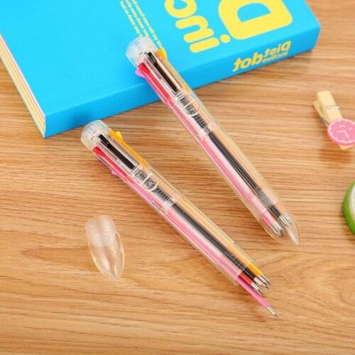 30 Pcs Creative Color Transparent Ballpoint Pen 8-color In1 Pens Writing School Cute Stationery Oil-based Brush Graffiti Pen