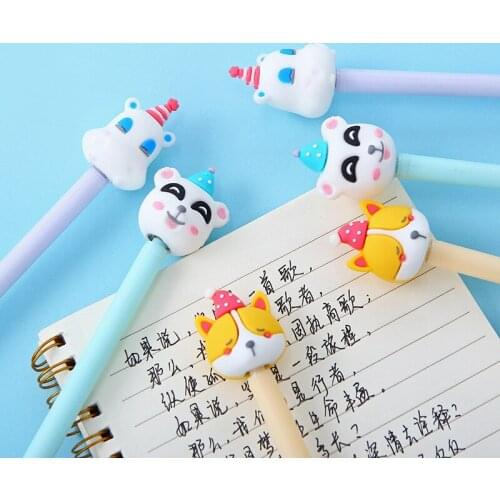 36PCS Korean-Style Cartoon Silicone Gel Pen Cute Mini Flexible Glue Cute Pet Animal Combination Primary School Stationery