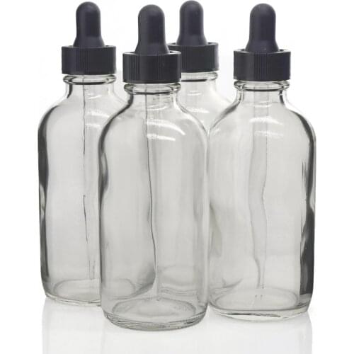 4pcs 4 Oz Clear Glass Bottle for Essential oils 120ml with glass eye dropper dispenser empty refillable chemistry lab chemicals