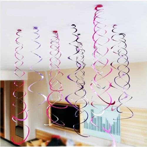 6Pcs Happy Birthday DIY Decorative Metallic Ceiling Hanging Swirl for Baby Shower Wedding Halloween Birthday Party Decoration