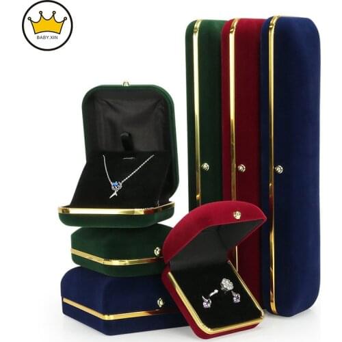 Velvet Jewelry Box Necklace Holder Earrings Gift Packaging Box Pendant Display Organizer Trinket Container