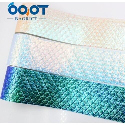OOOT BAORJCT I-19517-129 75mm Colorful gradient mermaid shiny scales ribbon,DIY Hairbows Accessories Wedding Party Decoration 2y