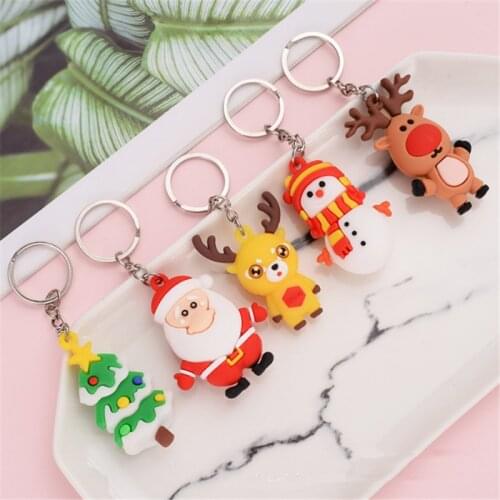Santa Claus Elk Snowman Keychain Merry Christmas Ornaments Navidad Christmas Decoration New Year Decor 2021 Kids Gift Xmas Natal