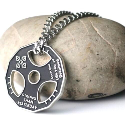 Unisex Fitness Gym Dumbbell Weight Lifting Plate Barbell Chain Pendant Charm Necklace Bodybuilding Gym Necklace Fitness Jewelry