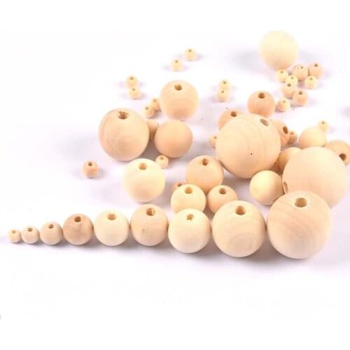 Wooden Beads 4/6/8/10/12/14/16/20mm Round Ball Spacer Beading Natural Color For Jewelry Making DIY Bracelet Finding
