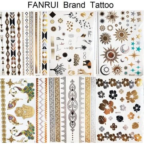 Gadgets Gold Metallic Bracelet Temporary Tattoo Dandelion Girl Hand Tattoo Stickers Women Finger Sexy Flash Tatto Chains Jewelry