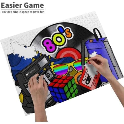 80’S Collage Jigsaw Puzzle Educational Puzzle Games Toys 80 Eighties 1980 Vinyl Cassettes Walkman Polaroid Rubic Cube Disco