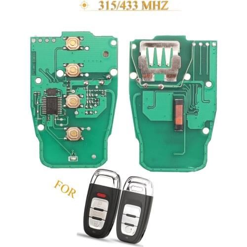 Kutery 3/4 Button Remote Key Circuit Board Fob 315/433Mhz For Audi A4L Q5 Q5 RS4 RS5 S4 S5 Replacement PCB Board