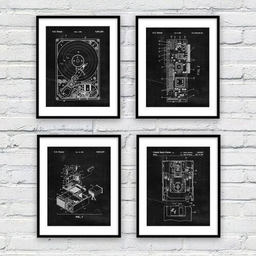 Computer Blueprint Print Harddisk Patent Vintage Poster Science Gift Steampunk Art Picture Canvas Painting Office Wall Art Decor