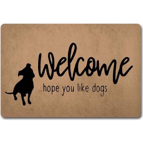 Entrance Door Mats Welcome Hope You Like Dogs Doormat Funny Door Rugs for Entrance Way (23.6 X 15.7 in) Non-Woven Fabric Top wit
