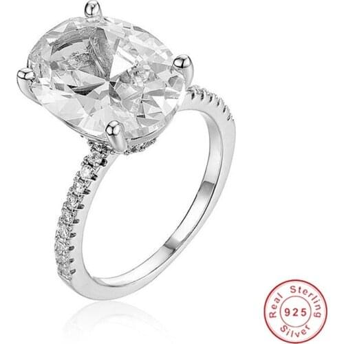 Hot Sale 925 Sterling Silver Wedding Rings Finger Luxury Cushion cut 3ct CZ Ring For Women Engagement Jewelry Anel size 5-10