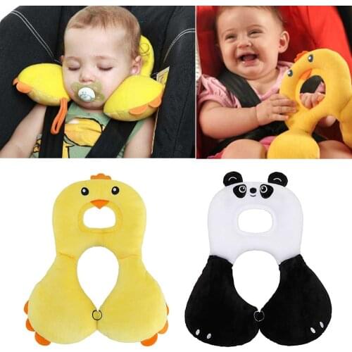 Soft Baby Infant plush Animal Neck Protection Shape Pillow Safety Cute Cartoon Travel Car Seat Children Adjustable Head Support