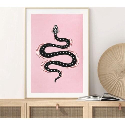 Peppermint The Snake Prints Watercolour Canvas Painting Gallery Wall Art Picture Modern Abstract Poster Living Room Home Decor